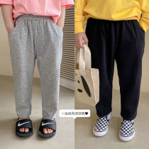 Shrimp paste hemp boys pants spring and autumn style 2022 new foreign style baby loose pants childrens sports trousers tide