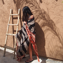 Block Print Scarf Loft custom African pattern Indian hand-carved printing and dyeing shawl scarf