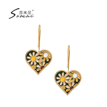sumni Shamini 925 silver hook 18K gold enamel glaze cute daisy love earrings women elegant forest department