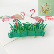 One Paper Read Show Colorful Print Fire Birds 3D Cards Solid Cut Paper Engraving Art Memorabilia Creative Birthday Present