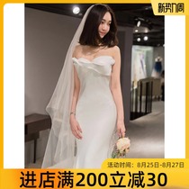 Shake sound net red same fishtail light wedding dress 2020 new bride wedding travel temperament bandeau trailing dress female