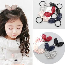 Korean Lace Rabbit ear hairclip cute versatile childrens hair accessories girl hairclip leather band female headgear