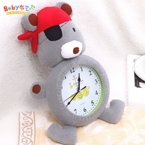 Hand sewn self-made creative gift rebellious bear wall clock doll puppet handmade fabric DIY material bag