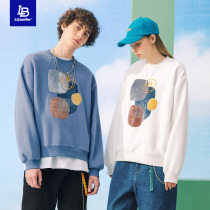 Lilbetter Sweater Mens Loose Trend Joker Autumn Couple Sweater Mens Round Neck Tide Plus Velvet Top