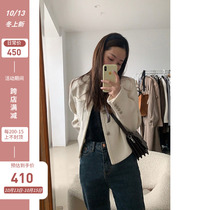 Tweed small fragrant style short coat female 2021 New Korean version of loose temperament Joker woven long sleeve top female