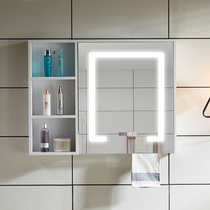 Non-standard mirror cabinet custom solid wood bathroom intelligent defogging mirror cabinet Wall-mounted with lights large size mirror frame custom