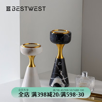 BEST WEST marble candle candle holder metal ornaments model room living room dining table soft decorations light luxury