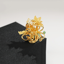 HeyJewel Cloisser-clad people light up as chamomile 925 silver gilded inlaid emerald Chrysanthemum Brooch Girl Day Gifts