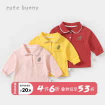  Baby autumn clothes 1-3-5 years old little girl long-sleeved POLO shirt Baby cotton lapel T-shirt female treasure bottoming shirt Western style