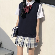 Japanese students solid color JK sweater vest college style knitwear women Joker thin temperament vest autumn New