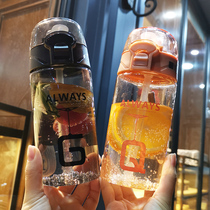 Douyin Net red heat-resistant tritan plastic water cup with straw girl portable cup portable summer personality trend