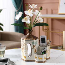 Nordic home living room decoration multi-function roll paper tissue box flower arrangement decoration high-end hotel restaurant napkin box