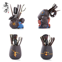 Zen tea ceremony accessories solid wood six gentlemen tea needle spoon clip tea tool set Daquan kung fu tea set home