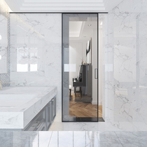 Extremely narrow side aluminium magnesium alloy suspension rail push-pull partition kitchen toilet toilet long iridescent glass mobile door bathroom door