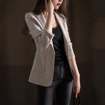 Japanese light luxury gentle elegant connotation lace stitching sleeves slim-fit wool small blazer women 2021 autumn and winter new