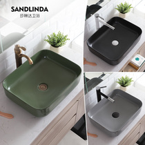 Creative Nordic simple square art table basin ceramic washbasin home toilet basin Black