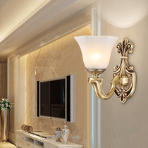 All copper European wall lamp modern simple bedlight bedroom mirror lamp corridor wall lamp background wall lamp