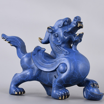 Pure copper brave ornaments townhouse Meshach; Lucky animal Ridge pair of male and female feng shui shop opening gifts