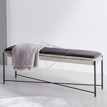 Nordic wrought iron double-layer shoe changing stool bedroom bed tail stool living room sofa stool hotel rest stool cloth sofa bench