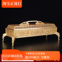 Fine double dragon play beads lying incense burner Pure copper antique incense burner Household indoor worship sacrifice Xuande furnace Classical copper furnace