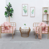 Beauty Hair Shop New Abstract Leather Minimalist Modern Leather Cloth Art Living Room Coffee Clothing Shop Single Double Iron Art Sofa