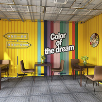 Color Metal Sheet Iron Sheet Container Care Wall Wall Restaurant Shop Furnishing Integrated Board Industrial Wind Buckle Plate Waterproof Splicing