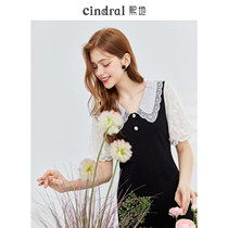 Xis 2022 Summer new doll collar dress with dress female splicing display slim and small sub-French style Temperament S-up Dress