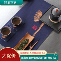 Handmade Hemp Cloth Tea Mat Cotton Linen Chinese Tea Dauphine Embroidery Kung Fu Zen table Flag Tea Tea Mat Tea Curtain