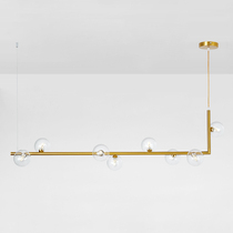 Post-modern luxury restaurant strip chandelier Nordic creative minimalist dining table front desk L-shaped metal glass led lamps