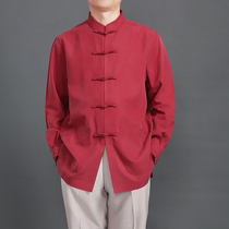 Baifulong high-grade mens Tang clothing spring and Autumn plate buckle coat Birthday party Chinese style mens long-sleeved embroidered shirt