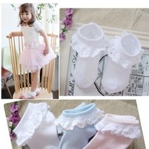 (Cloth lace boat socks) spring and summer thin cotton hollow mesh socks girls princess socks large medium and small childrens boat socks