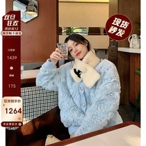 CC fur Little Wild Rose new imported Rex Rabbit Fur Coat Women plush coat winter young