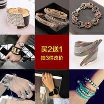 Korean personality bracelet female simple European and American bracelet Korean personality ancient exaggerated open wide bracelet female hand jewelry accessories