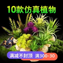 Reptile box simulation plant tortoise lizard chameleon frog landscape lifelike fake plant decorative plant with base