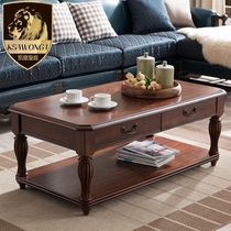 Solid wood coffee table American simple small apartment coffee table Sofa side corner retro tea table tea table furniture