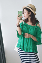 XTHEMCAPS Korea LS exquisite texture gauze lace ruffle suspenders slip shoulder shirt 2 color special