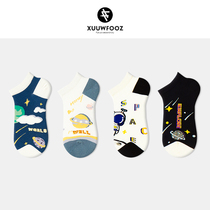 Sanskrit socks male tide in spring and autumn shallow cute cartoon anime couple tide low gang lady socks