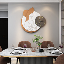 Wall clock Living room household simple modern art decoration clock Nordic creative light luxury background wall silent watch