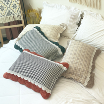 Foreign trade special Korean palace style cotton quilted pillowcase single pillowcase machine washable cotton breathable sweat absorption