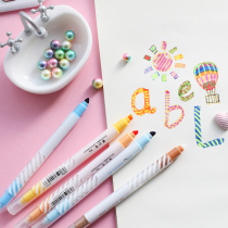 Discoloration fluorescent pen student with double head color pen candy color silver light pen Magic mark note number stroke pen