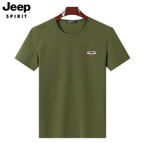 JEEP round neck short sleeve T-shirt mens European and American trend base culture shirt large size casual half sleeve shirt JEEP