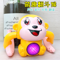 Tumbling monkey puzzle sound and light electric tipping monkey Baby boy girl baby crawling somersaults little monkey toy