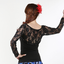 National standard dance modern dance new shirt long sleeve sexy Latin dance dance clothes practice dance clothes ballroom dance shirt Women
