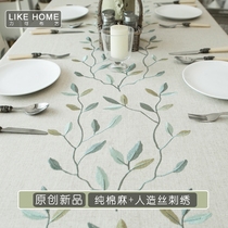 Original cotton linen embroidery tablecloth table flag suit fabric American Nordic TV cabinet home tablecloth table cloth coffee table
