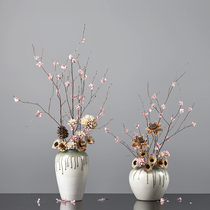 Peach blossom branch peach blossom bouquet dried flower vase decoration ornaments fake peach blossom branch simulation flower peach flower decoration single branch