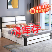 Solid wood bed modern simple 1.8 meters home double bed master bedroom economy soft package 1.5 meters rental room single bed