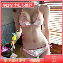 Mermaid Sexy Three-point Style European And European Nightclub Photo Sequins Beach Bikini Spa Shiny Split Swimsuit Woman