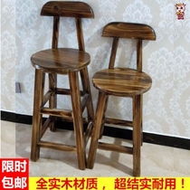 Bar chair retro solid wood milk tea shop computer chair bench full solid wood safe high chair bar chair new product meeting