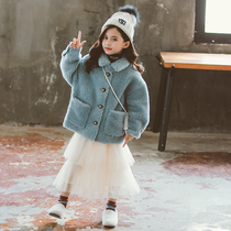 Girls autumn and winter coat 2021 New Lamb hair girl sweater Tong plus velvet thickened foreign-style vests