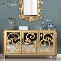 Enlock mirror entrance cabinet solid wood neoclassical dining side cabinet Villa large household foyer decoration cabinet customization